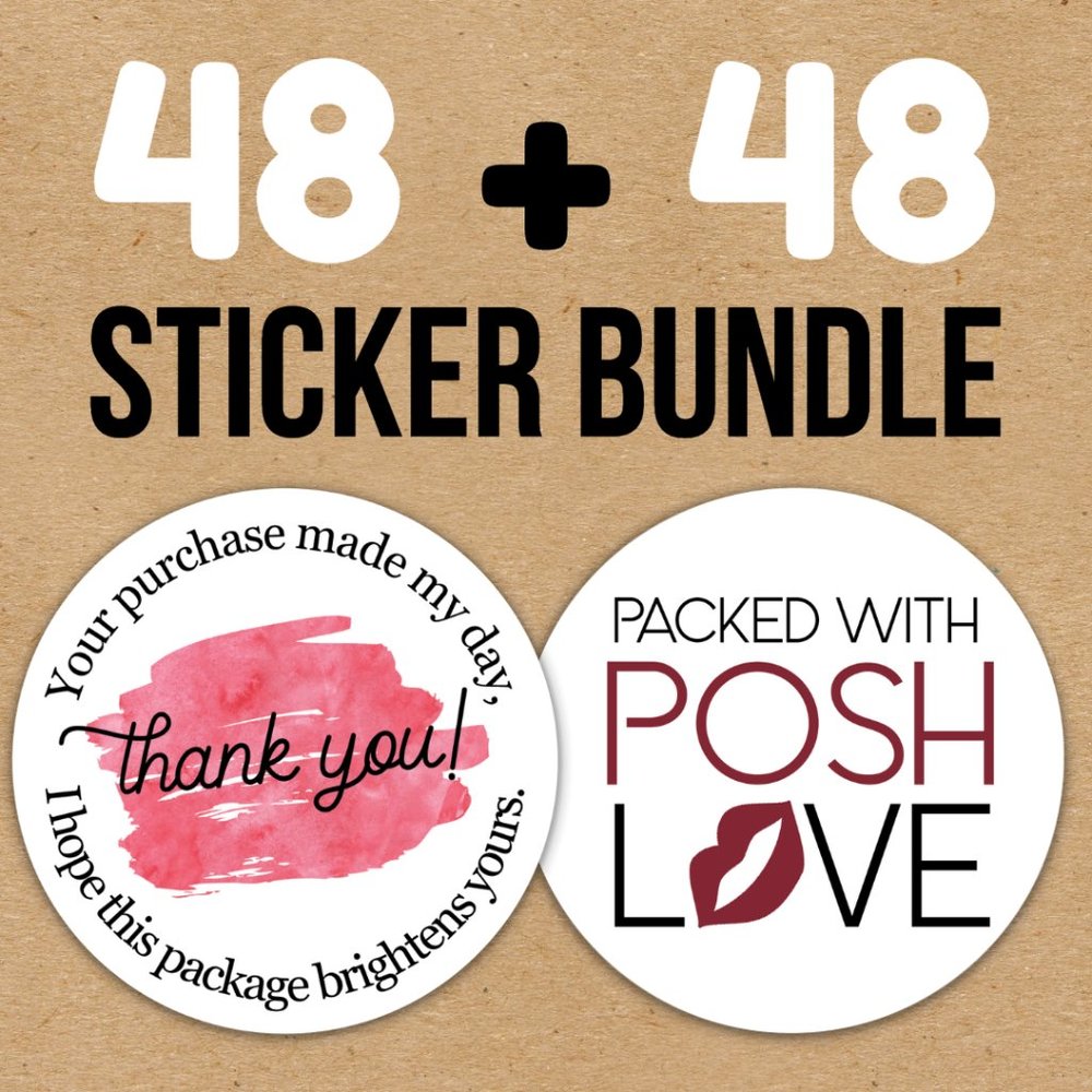 96 Posh Packaging Sticker Labels 2" Round Poshmark